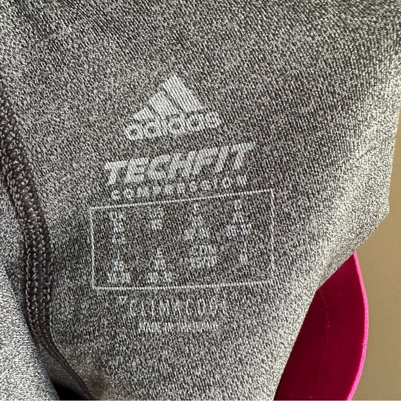Adidas Sz XS Grey Leggings Hot Pink Band - Picture 8 of 9